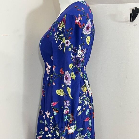 Anthropologie Maeve Purple Floral Long Sleeve Ruffle Hem Dress XS/S - Picture 6 of 10